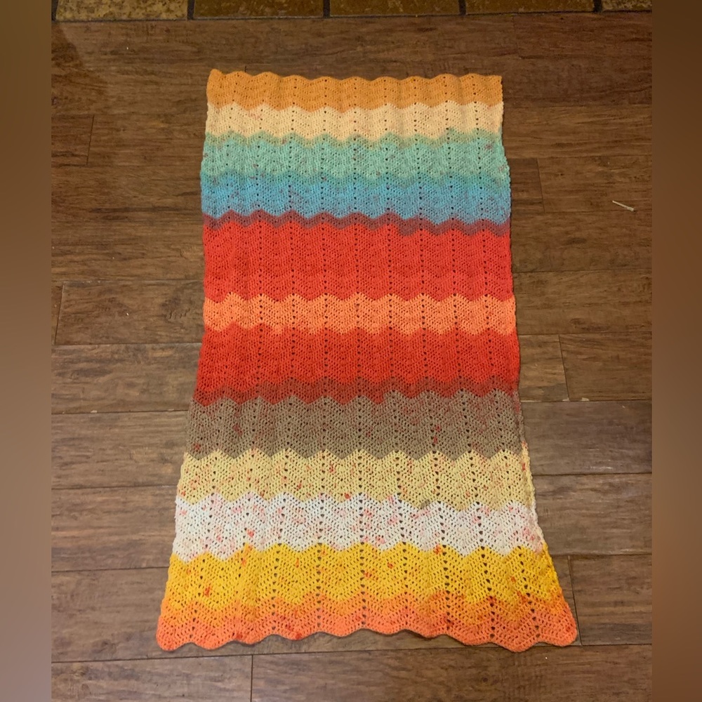 Soft subtle colored shawl/decor. Acrylic.